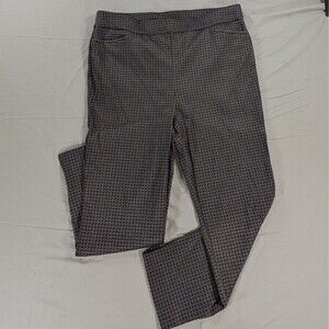 Chico’s Pants Women Sz 18R Black White Diamond Print Straight Leg Pull On Style